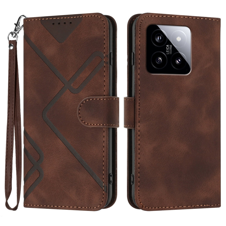 Line Pattern Skin Feel Leather Phone Case, For Xiaomi Redmi Note 13 Pro 4G, For Xiaomi Redmi Note 13 4G, For Xiaomi Redmi 13C, For Xiaomi Redmi K70E, For Xiaomi 14 Pro, For Xiaomi 14, For Xiaomi Redmi K70, For Xiaomi Redmi Note 12 Pro 4G/5G Global