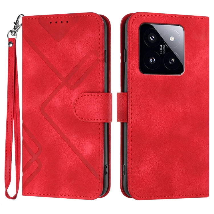 Line Pattern Skin Feel Leather Phone Case, For Xiaomi Redmi Note 13 Pro 4G, For Xiaomi Redmi Note 13 4G, For Xiaomi Redmi 13C, For Xiaomi Redmi K70E, For Xiaomi 14 Pro, For Xiaomi 14, For Xiaomi Redmi K70, For Xiaomi Redmi Note 12 Pro 4G/5G Global