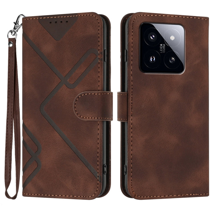 Line Pattern Skin Feel Leather Phone Case, For Xiaomi Redmi Note 13 Pro 4G, For Xiaomi Redmi Note 13 4G, For Xiaomi Redmi 13C, For Xiaomi Redmi K70E, For Xiaomi 14 Pro, For Xiaomi 14, For Xiaomi Redmi K70, For Xiaomi Redmi Note 12 Pro 4G/5G Global
