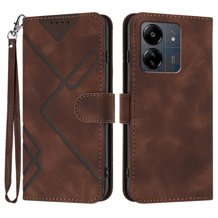 Line Pattern Skin Feel Leather Phone Case, For Xiaomi Redmi Note 13 Pro 4G, For Xiaomi Redmi Note 13 4G, For Xiaomi Redmi 13C, For Xiaomi Redmi K70E, For Xiaomi 14 Pro, For Xiaomi 14, For Xiaomi Redmi K70, For Xiaomi Redmi Note 12 Pro 4G/5G Global