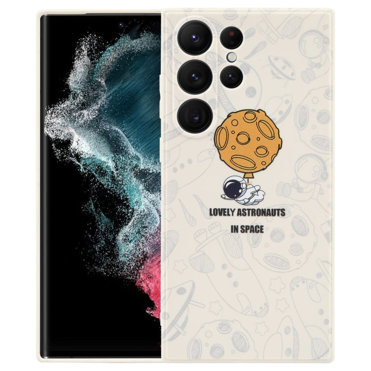 Astronaut Pattern Silicone Straight Edge Phone Case, For Samsung Galaxy S22 5G, For Samsung Galaxy S22+ 5G, For Samsung Galaxy S22 Ultra 5G, For Samsung Galaxy S21 5G, For Samsung Galaxy S21+ 5G, For Samsung Galaxy S21 FE 5G