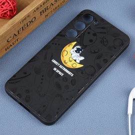 Astronaut Pattern Silicone Straight Edge Phone Case, For Samsung Galaxy S21 Ultra 5G, For Samsung Galaxy A24, For Samsung Galaxy S20, For Samsung Galaxy A14, For Samsung Galaxy A34 5G, For Samsung Galaxy S20+