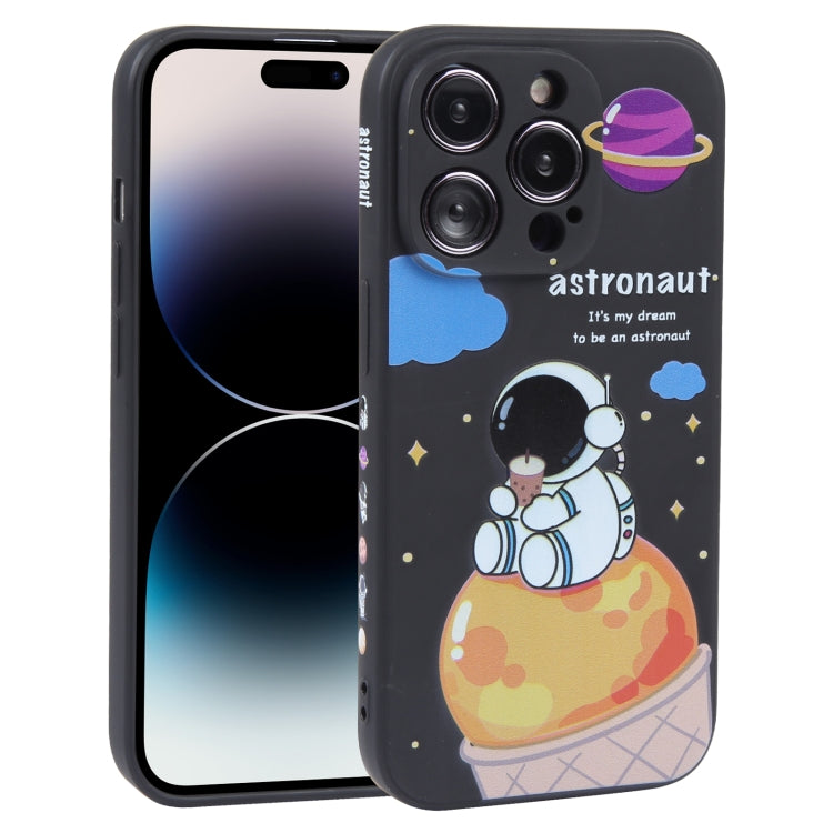 Milk Tea Astronaut Pattern Liquid Silicone Phone Case