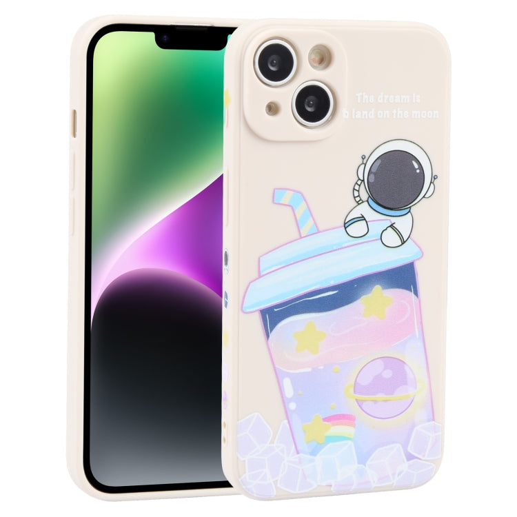 Milk Tea Astronaut Pattern Liquid Silicone Phone Case