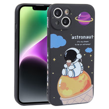 Load image into Gallery viewer, Milk Tea Astronaut Pattern Liquid Silicone Phone Case