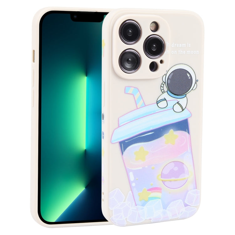 Milk Tea Astronaut Pattern Liquid Silicone Phone Case