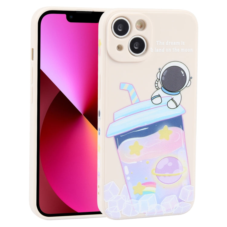 Milk Tea Astronaut Pattern Liquid Silicone Phone Case