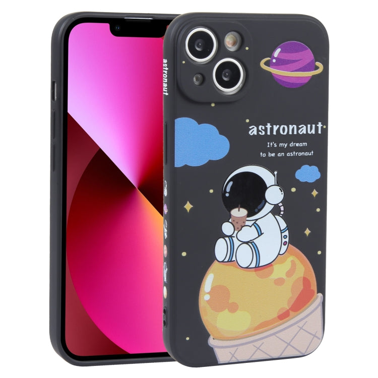 Milk Tea Astronaut Pattern Liquid Silicone Phone Case