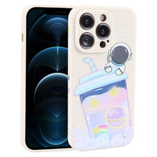 Load image into Gallery viewer, Milk Tea Astronaut Pattern Liquid Silicone Phone Case