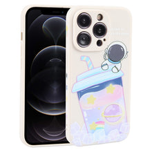 Load image into Gallery viewer, Milk Tea Astronaut Pattern Liquid Silicone Phone Case