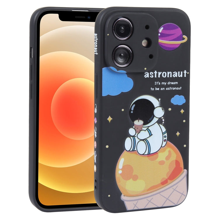 Milk Tea Astronaut Pattern Liquid Silicone Phone Case