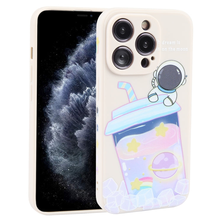 Milk Tea Astronaut Pattern Liquid Silicone Phone Case