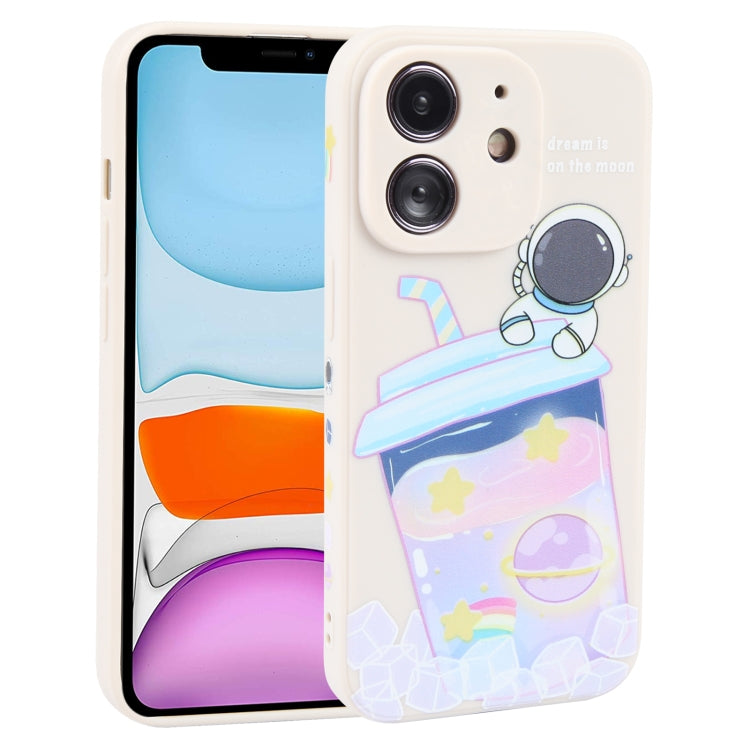 Milk Tea Astronaut Pattern Liquid Silicone Phone Case