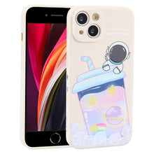Load image into Gallery viewer, Milk Tea Astronaut Pattern Liquid Silicone Phone Case