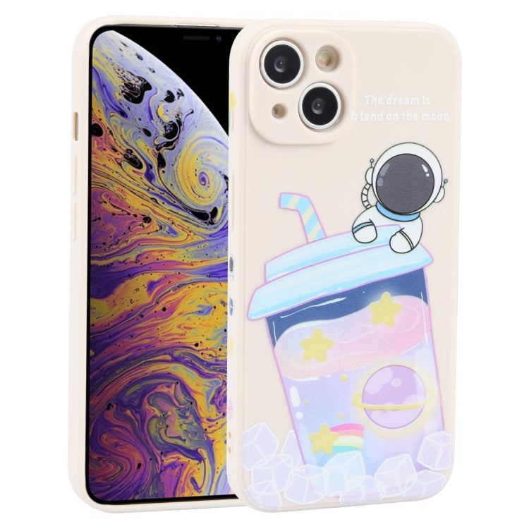Milk Tea Astronaut Pattern Liquid Silicone Phone Case