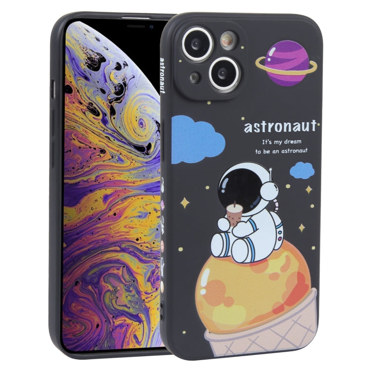 Milk Tea Astronaut Pattern Liquid Silicone Phone Case