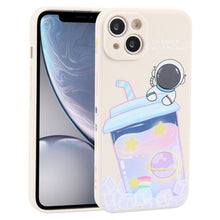 Load image into Gallery viewer, Milk Tea Astronaut Pattern Liquid Silicone Phone Case