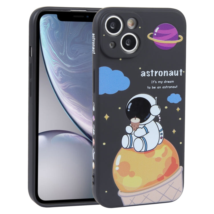 Milk Tea Astronaut Pattern Liquid Silicone Phone Case