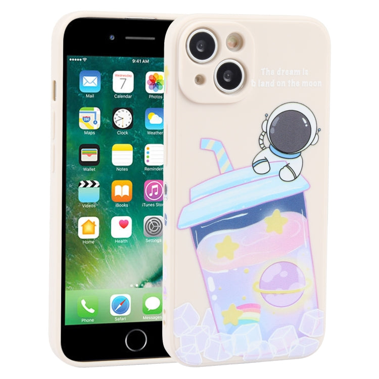 Milk Tea Astronaut Pattern Liquid Silicone Phone Case