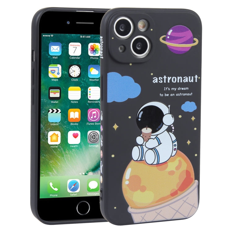 Milk Tea Astronaut Pattern Liquid Silicone Phone Case