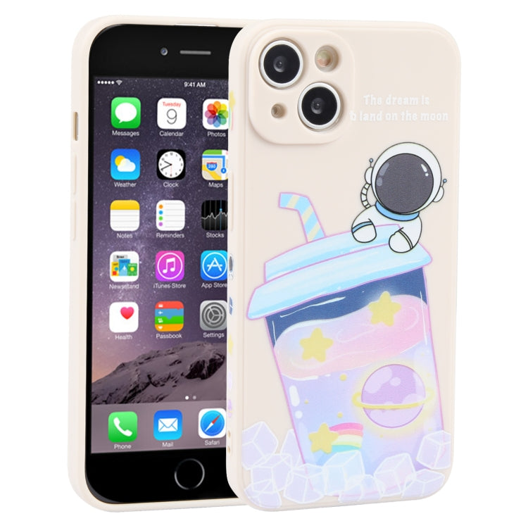 Milk Tea Astronaut Pattern Liquid Silicone Phone Case