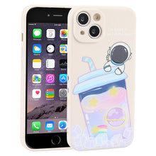 Load image into Gallery viewer, Milk Tea Astronaut Pattern Liquid Silicone Phone Case
