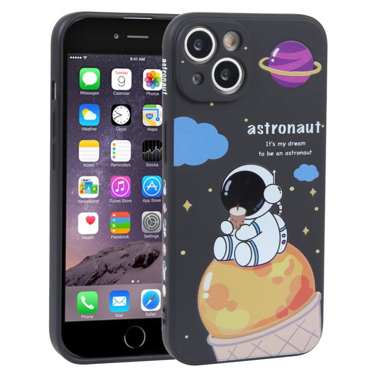 Milk Tea Astronaut Pattern Liquid Silicone Phone Case