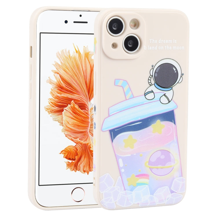 Milk Tea Astronaut Pattern Liquid Silicone Phone Case