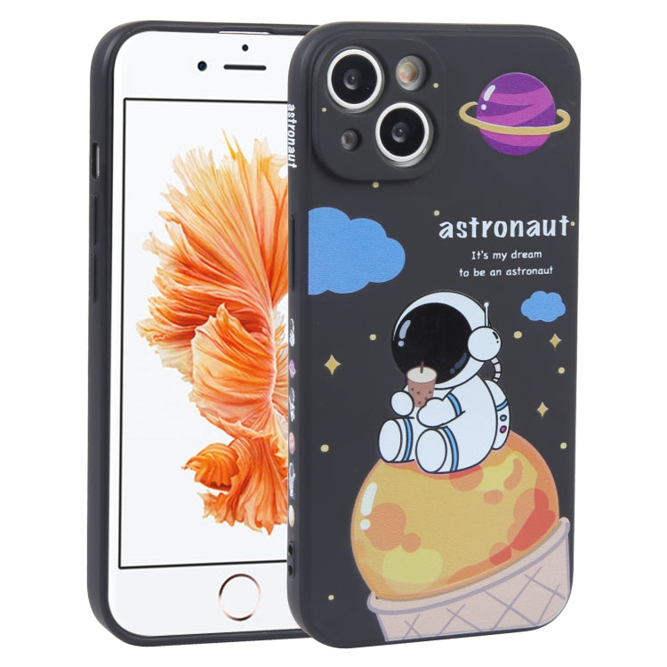Milk Tea Astronaut Pattern Liquid Silicone Phone Case