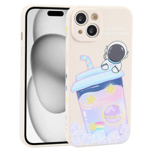 Load image into Gallery viewer, Milk Tea Astronaut Pattern Liquid Silicone Phone Case