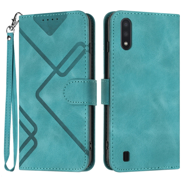 Line Pattern Skin Feel Leather Phone Case, For Samsung Galaxy A12, For Samsung Galaxy Note20 Ultra, For Samsung Galaxy Note20, For Samsung Galaxy A01 / M01, For Samsung Galaxy A21s, For Samsung Galaxy A51 5G, For Samsung Galaxy A71 5G                  ...