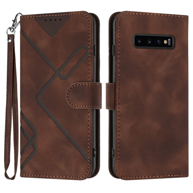 Line Pattern Skin Feel Leather Phone Case