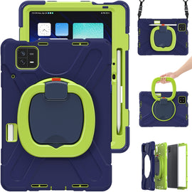 Silicone Hybrid PC Tablet Case with Holder & Shoulder Strap, For Xiaomi Pad 6 / 6 Pro