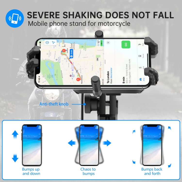 WUPP CS-1848B2 15W Motorcycle Wireless Fast Charging Phone Navigation Holder, Handlebars