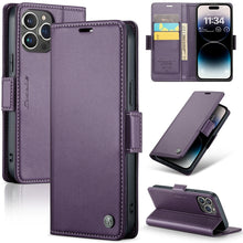Load image into Gallery viewer, CaseMe 023 Butterfly Buckle Litchi Texture RFID Anti-theft Leather Phone Case, For iPhone 15 Pro Max, For iPhone 14, For iPhone 14 Plus, For iPhone 15 Pro, For iPhone 15 Plus, For iPhone 14 Pro, For iPhone 14 Pro Max, For iPhone 15