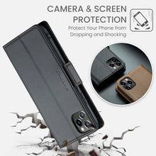 Load image into Gallery viewer, CaseMe 023 Butterfly Buckle Litchi Texture RFID Anti-theft Leather Phone Case, For iPhone 11 Pro, For iPhone 11 Pro Max, For iPhone XS Max, For iPhone XS, For iPhone XR, For iPhone SE 2022/SE 2020/6/7/8, For iPhone 6 Plus/7 Plus/8 Plus