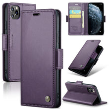 Load image into Gallery viewer, CaseMe 023 Butterfly Buckle Litchi Texture RFID Anti-theft Leather Phone Case, For iPhone 11 Pro, For iPhone 11 Pro Max, For iPhone XS Max, For iPhone XS, For iPhone XR, For iPhone SE 2022/SE 2020/6/7/8, For iPhone 6 Plus/7 Plus/8 Plus