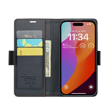 Load image into Gallery viewer, CaseMe 023 Butterfly Buckle Litchi Texture RFID Anti-theft Leather Phone Case, For iPhone 15 Pro Max, For iPhone 14, For iPhone 14 Plus, For iPhone 15 Pro, For iPhone 15 Plus, For iPhone 14 Pro, For iPhone 14 Pro Max, For iPhone 15