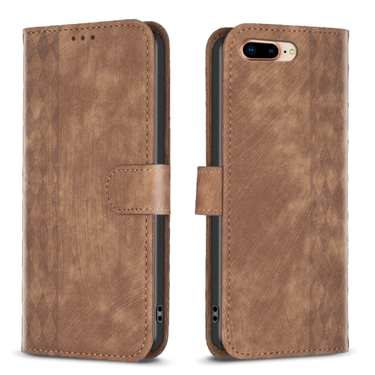 Plaid Embossed Leather Phone Case, For iPhone 15, For iPhone SE 2022 / 7 / 8, For iPhone 7 Plus / 8 Plus