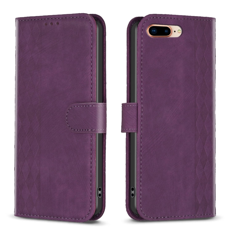 Plaid Embossed Leather Phone Case, For iPhone 15, For iPhone SE 2022 / 7 / 8, For iPhone 7 Plus / 8 Plus