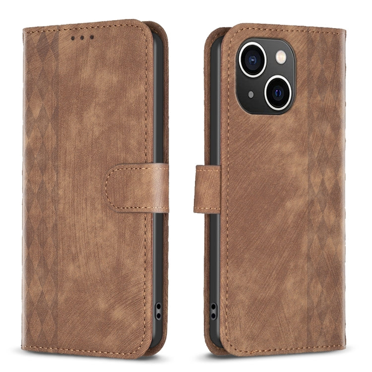 Plaid Embossed Leather Phone Case, For iPhone 15, For iPhone SE 2022 / 7 / 8, For iPhone 7 Plus / 8 Plus
