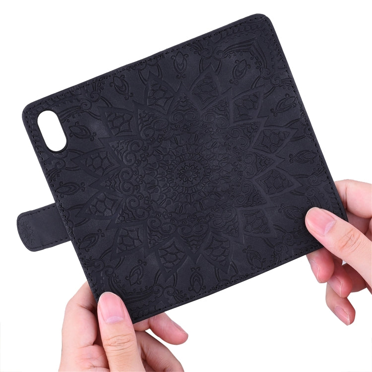 Embossed Sunflower Pattern Horizontal Flip PU Leather Case with Holder & Card Slots & Wallet & Lanyard