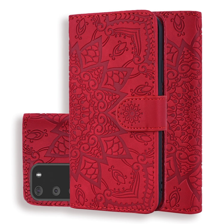 Embossed Sunflower Pattern Horizontal Flip PU Leather Case with Holder & Card Slots & Wallet & Lanyard