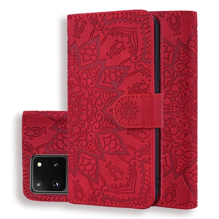 Embossed Sunflower Pattern Horizontal Flip PU Leather Case with Holder & Card Slots & Wallet & Lanyard