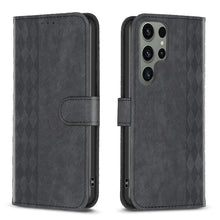 Load image into Gallery viewer, Plaid Embossed Leather Phone Case, For Samsung Galaxy S23 Ultra 5G, For Samsung Galaxy S22 5G, For Samsung Galaxy S22+ 5G, For Samsung Galaxy S22 Ultra 5G, For Samsung Galaxy S21 5G, For Samsung Galaxy S21+ 5G, For Samsung Galaxy S21 Ultra 5G          ...