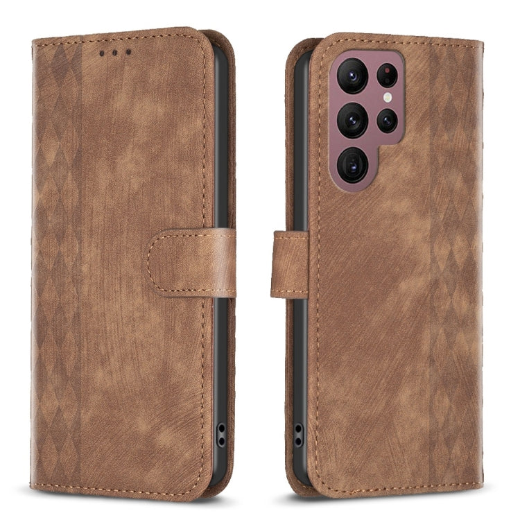 Plaid Embossed Leather Phone Case, For Samsung Galaxy S23 Ultra 5G, For Samsung Galaxy S22 5G, For Samsung Galaxy S22+ 5G, For Samsung Galaxy S22 Ultra 5G, For Samsung Galaxy S21 5G, For Samsung Galaxy S21+ 5G, For Samsung Galaxy S21 Ultra 5G          ...