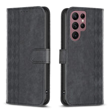 Load image into Gallery viewer, Plaid Embossed Leather Phone Case, For Samsung Galaxy S23 Ultra 5G, For Samsung Galaxy S22 5G, For Samsung Galaxy S22+ 5G, For Samsung Galaxy S22 Ultra 5G, For Samsung Galaxy S21 5G, For Samsung Galaxy S21+ 5G, For Samsung Galaxy S21 Ultra 5G          ...