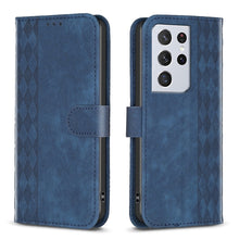 Load image into Gallery viewer, Plaid Embossed Leather Phone Case, For Samsung Galaxy S23 Ultra 5G, For Samsung Galaxy S22 5G, For Samsung Galaxy S22+ 5G, For Samsung Galaxy S22 Ultra 5G, For Samsung Galaxy S21 5G, For Samsung Galaxy S21+ 5G, For Samsung Galaxy S21 Ultra 5G          ...