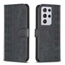 Load image into Gallery viewer, Plaid Embossed Leather Phone Case, For Samsung Galaxy S23 Ultra 5G, For Samsung Galaxy S22 5G, For Samsung Galaxy S22+ 5G, For Samsung Galaxy S22 Ultra 5G, For Samsung Galaxy S21 5G, For Samsung Galaxy S21+ 5G, For Samsung Galaxy S21 Ultra 5G          ...