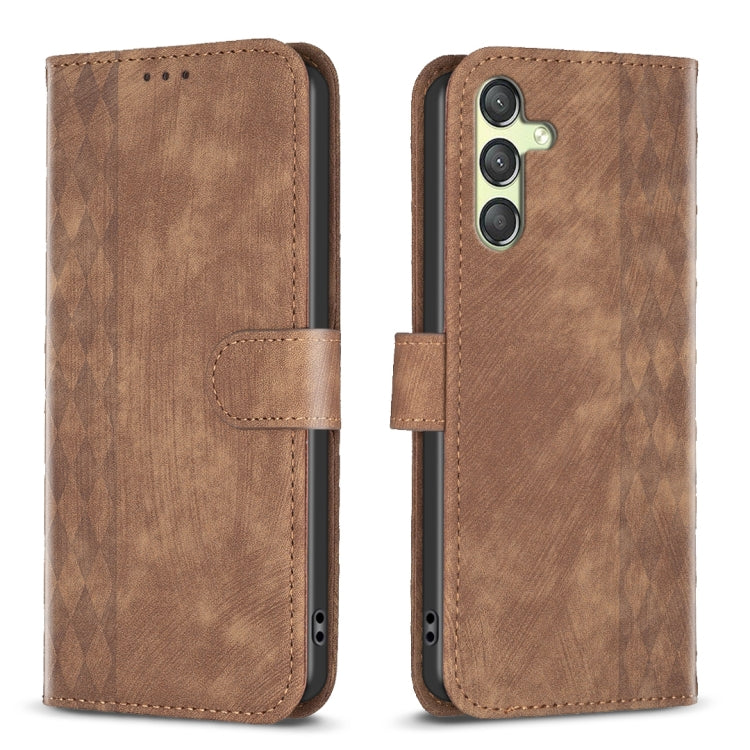 Plaid Embossed Leather Phone Case, For Samsung Galaxy A25 5G, For Samsung Galaxy S23 5G, For Samsung Galaxy A55, For Samsung Galaxy A35, For Samsung Galaxy S24 Ultra 5G, For Samsung Galaxy A15, For Samsung Galaxy S24+ 5G, For Samsung Galaxy S23 FE 5G  ...